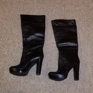 VINCE CAMUTO BLACK LEATHER LONG BOOTS